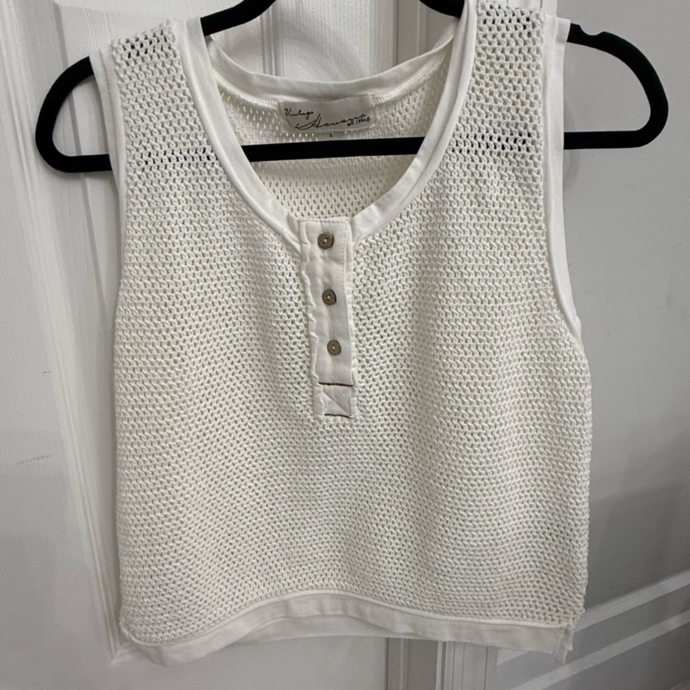 Vintage Havana White Textured Tank Top
